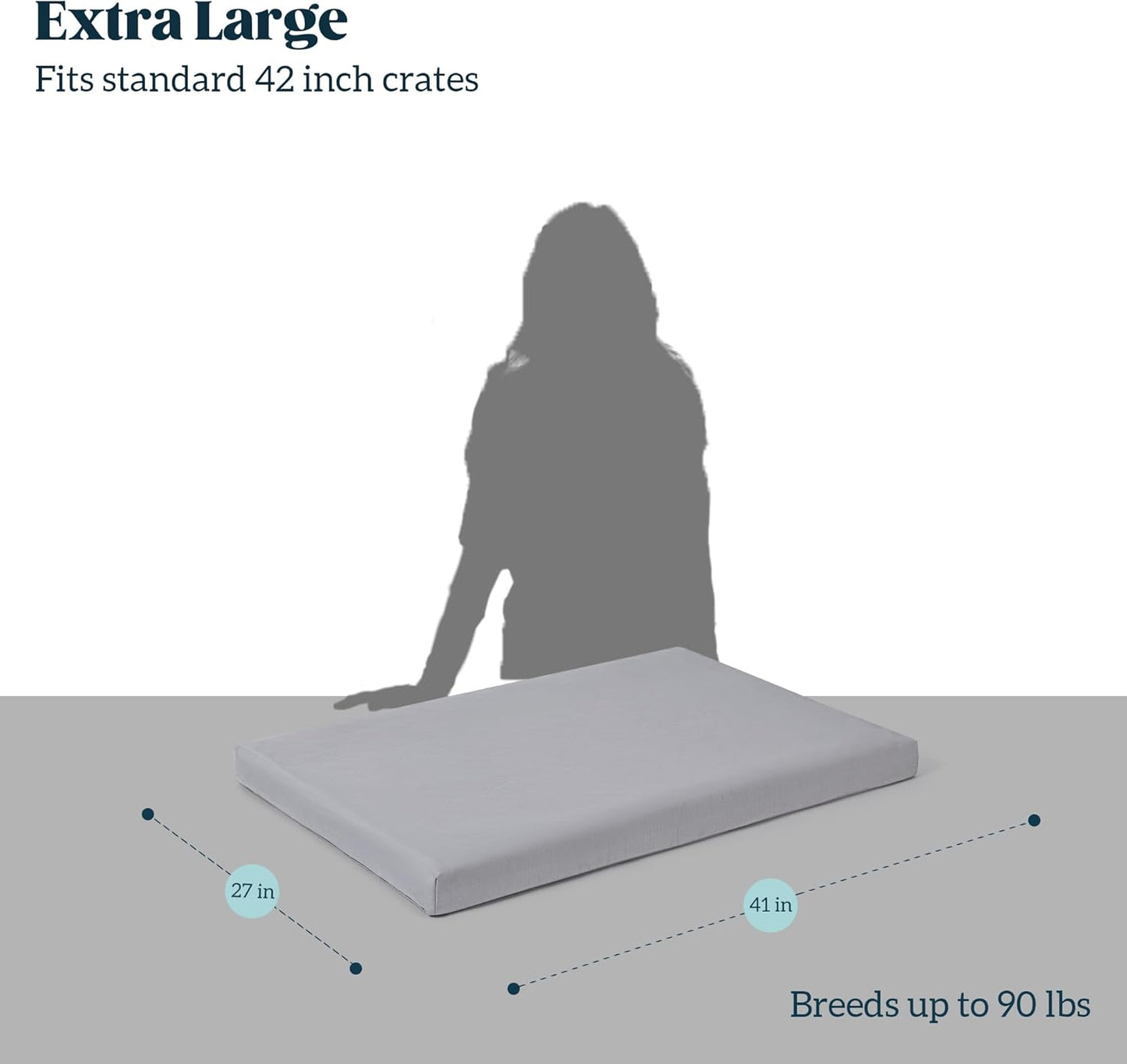 Cybarmour Indestructible Dog Bed - Outdoor Waterproof Chew Proof Dog Crate Pad - Orthopedic Kennel Mat for Aggressive Chewers - Large Breeds & Fits 42-Inch Crate - 41"x27", Limestone