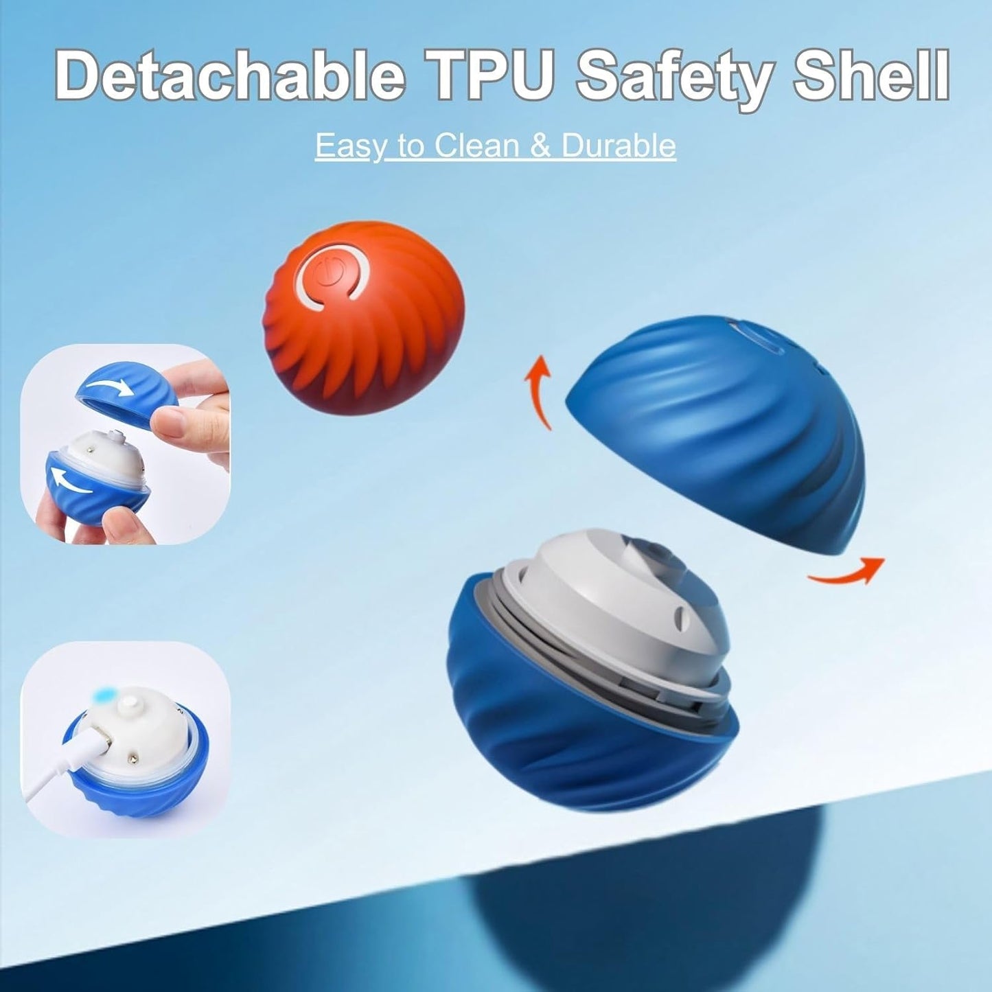 Zoomie Buddy 2.0, Zoomie Buddy for Dogs, 2 in 1 Smart Touch Interactive Dog Balls ＆ Pet Feeder, 2.83" Diameter, Suitable for Small/Medium Dogs, with Fruit Plush Cover (2*Blue, Pineapple)