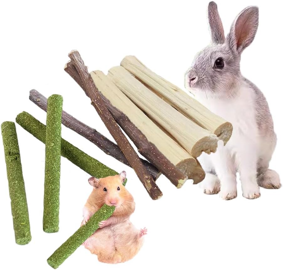 Guinea Pig Toys Apple Sticks, Tissimo Grass Sticks, Sweet Bamboo,Types of Combined Chew Toys,Pertain Chinchilla Squirrel Gerbil Hamster Squirrel Guinea Pigs