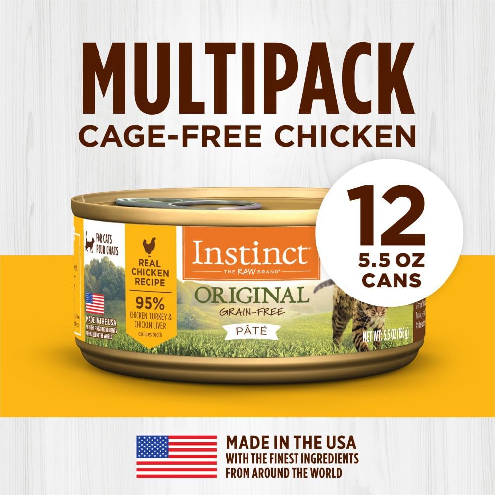 Instinct Original Grain Free Real Chicken Recipe Natural Wet Canned Cat Food, 5.5 Ounce (Pack of 12)