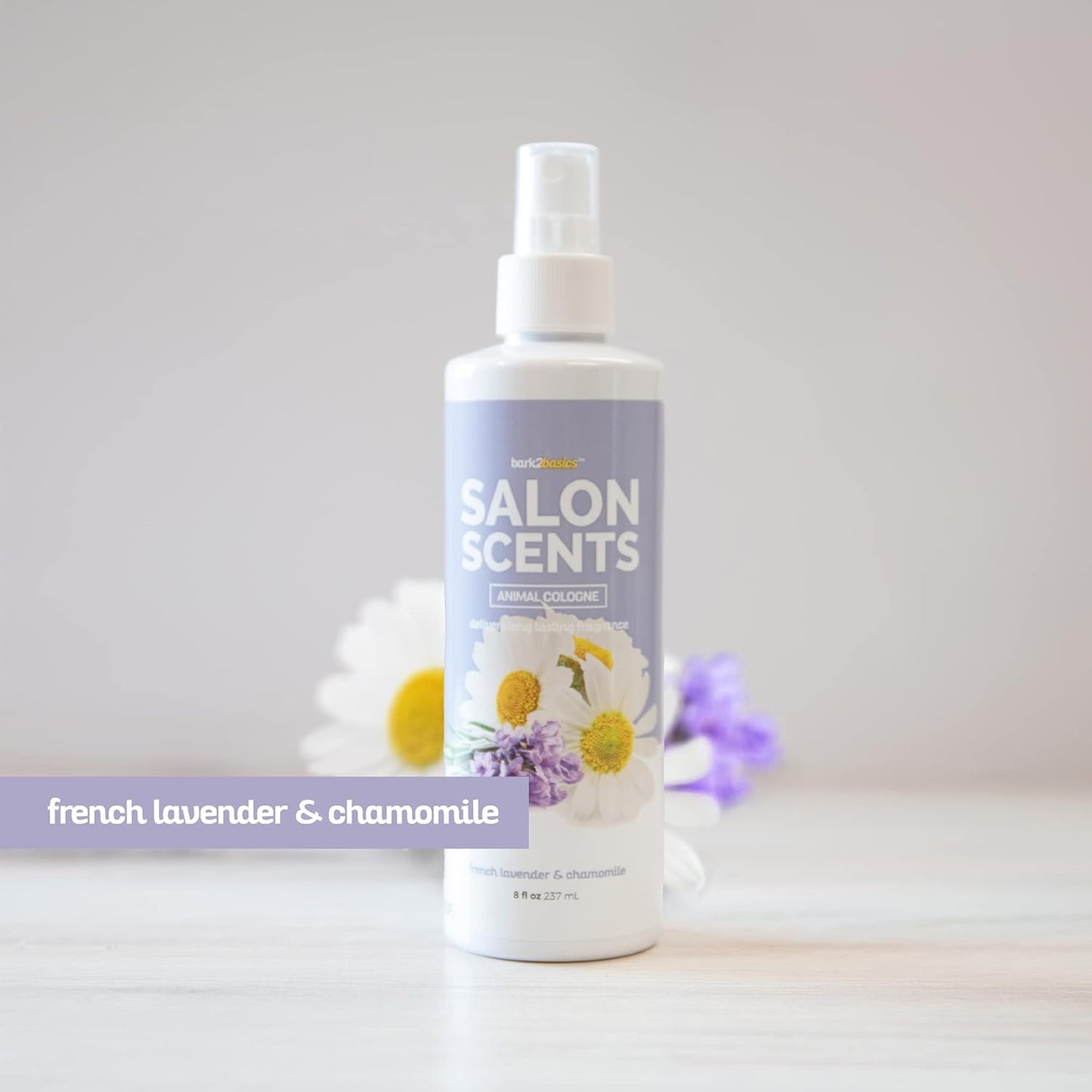 Bark2Basics Salon Scents Pet Grooming Cologne - 8 oz, Natural Professional Perfume for Dogs and Cats, Long Lasting, Deodorizing, Made in The USA (Lavender Chamomile)