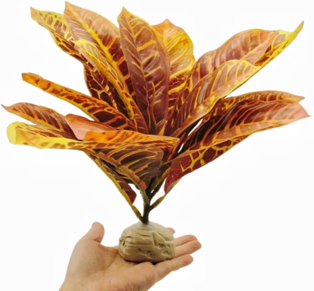 Reptile Plants Terrarium Reptile Tank Decorations for Bearded Dragon Lizard Snake Geckos Chameleon Amphibian Habitat Terrarium Decor (Gold)