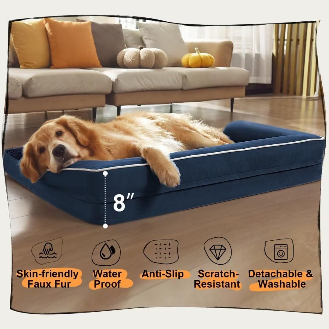 Small Dog Bed and Cat Sofa Waterproof Orthopedic Dog Beds for Small Dogs Cat Bed Comfy Pet Couch Sofa Beds with Washable Removable Cover & Non-Slip Bottom