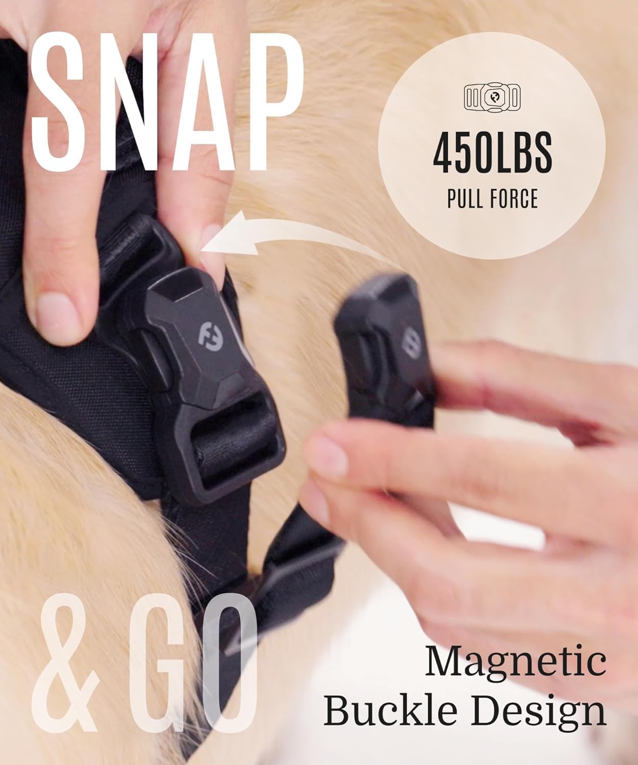 2025 New Edition, Fei & Eve MagEase Dog Harness - 3-Second Magnetic Buckles | 3-Point No-Pull Control | Heavy-Duty 900D Nylon | Dual Safety Handles | Breathable Mesh | Adjustable Fit | X-Large, Pink