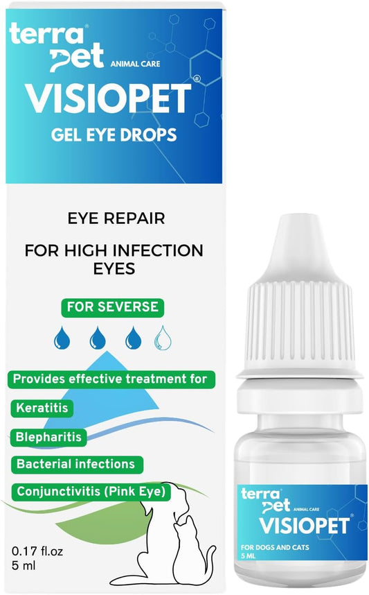Visiopet Pet Eye Drops Health for Dogs, Cats, Cattle, Sheep, Horse, Bird 1/8 oz /5 ml