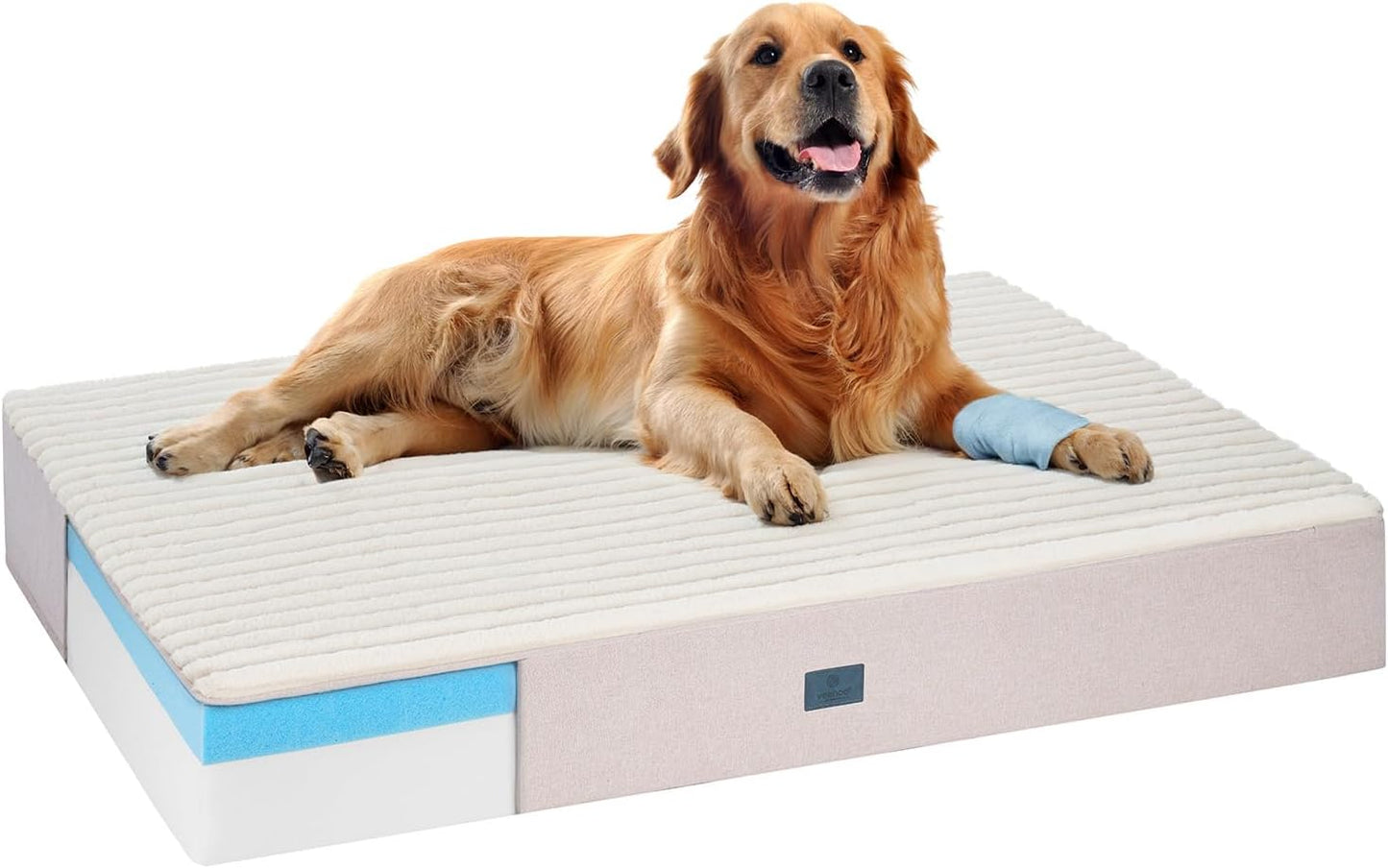 Veehoo Orthopedic Memory Foam Dog Bed, 7 Inch Thick Extra Large Dog Bed XL for Senior Dogs with Ultra-Soft Fluffy Surface, Waterproof Liner, Removable Washable Cover and Non-Slip Bottom, 48"x30"x7"