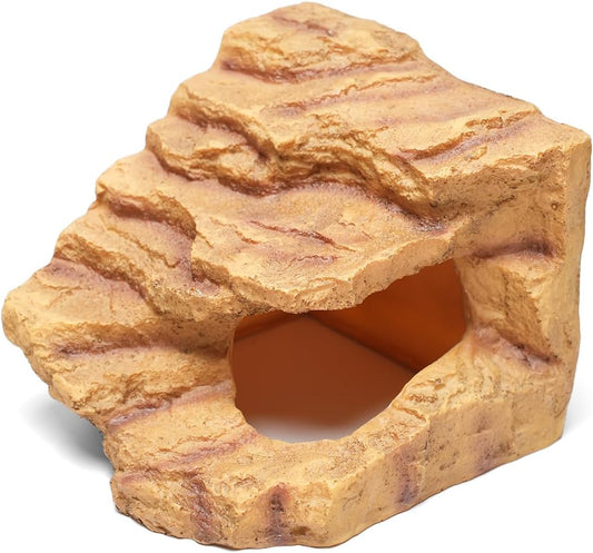 Resin Reptile Hideout Cave,Natural Habitat Decor for Bearded Dragon, Leopard Gecko, Lizards & Turtles,Terrarium Tank Accessories