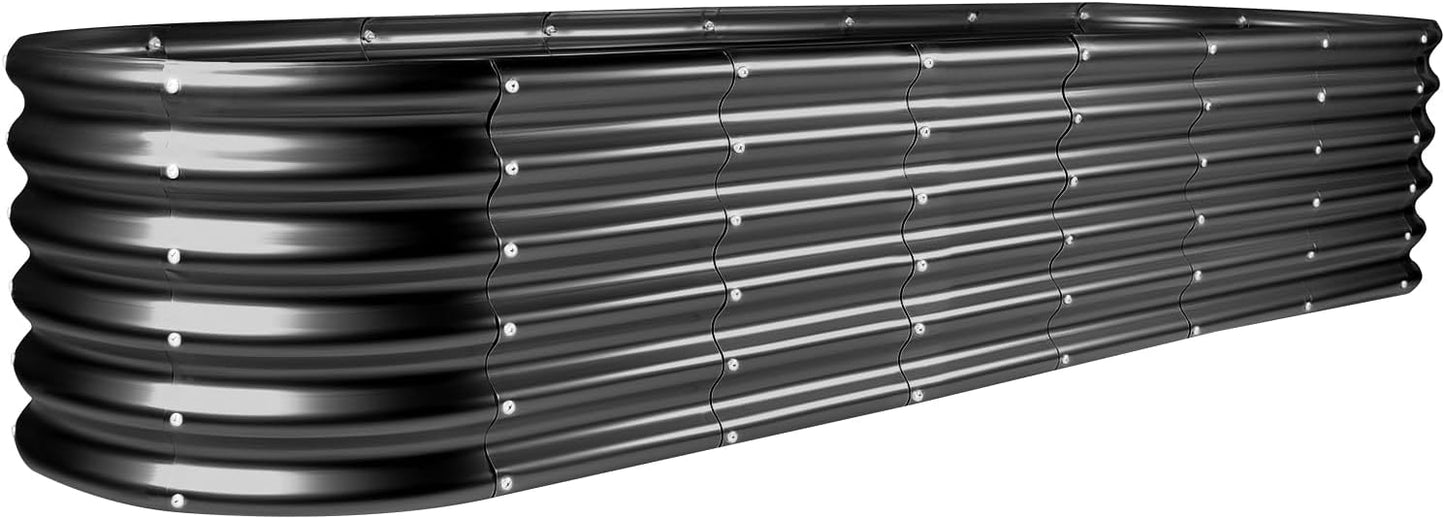 Land Guard 8×2×1.5ft Galvanized Raised Garden Bed Kit, Raised Garden Boxes Outdoor, Oval Metal Raised Garden Beds for Vegetables, Gray