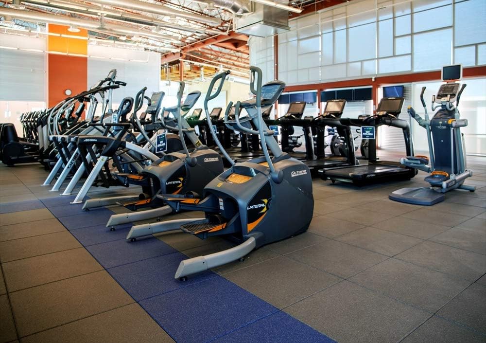 American Floor Mats - Extreme Rubber Gym Tiles - 1 Inch Thick Colorful Rubber Gym Tiles - Superior Shock and Sound Absorbing Tiles - 35% Gold/Grey/White 50 Tile Pack (Covers 200 Sq Ft)