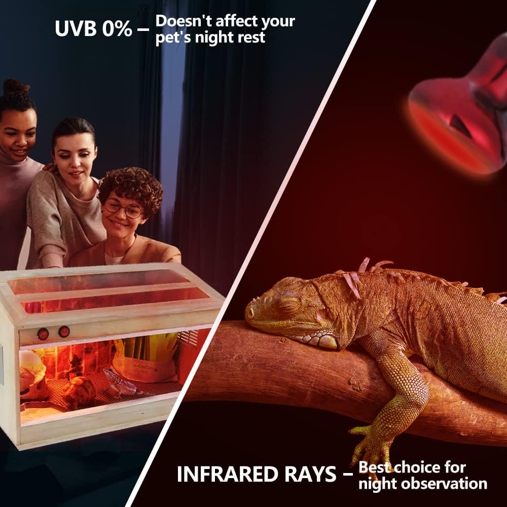 LUCKY HERP 100W Reptile Heat Lamp Bulb 2 Pack, Amphibian Infrared Basking Spot Light Bulb, Red Heat Lamp Bulbs for Reptiles, for Turtle, Bearded Dragon, Lizard, etc