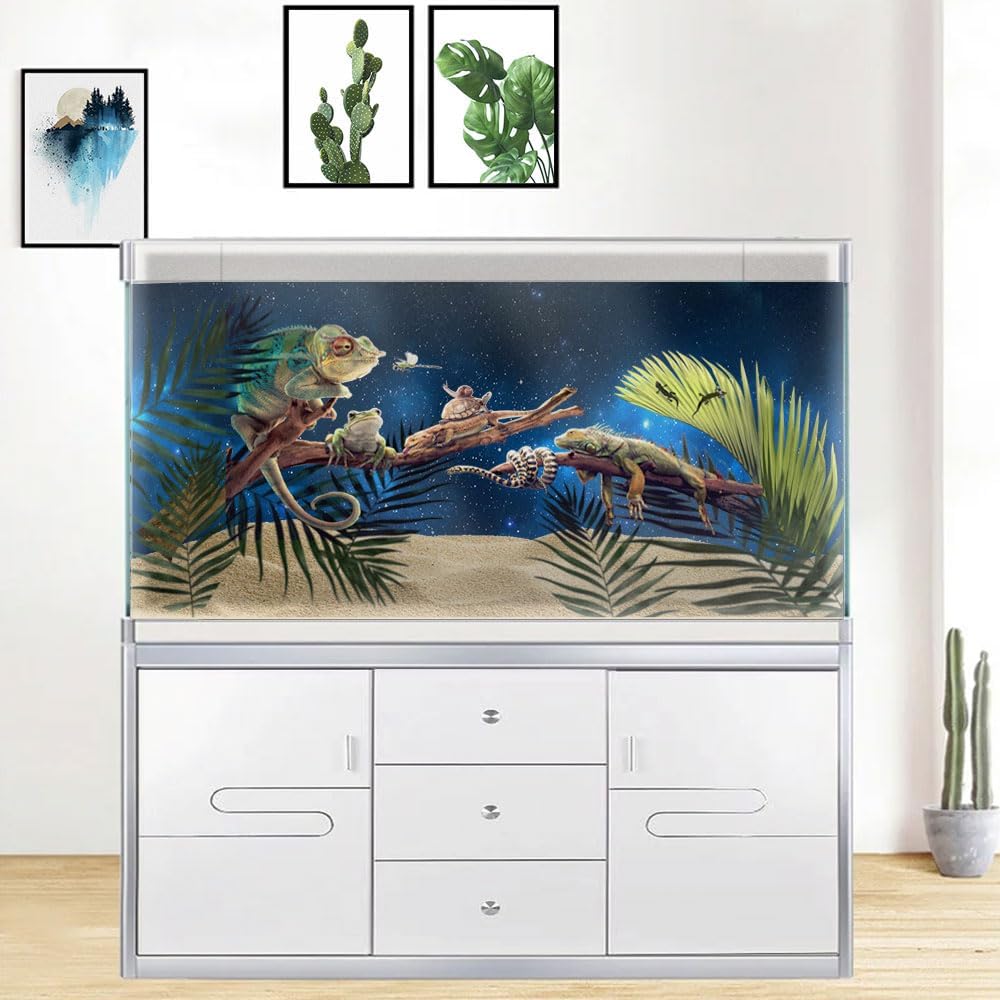 30X18IN Starry Aquarium Background, Art Starry Fish Tank Decorations Background, with 8 EVA Double-Sided Tape