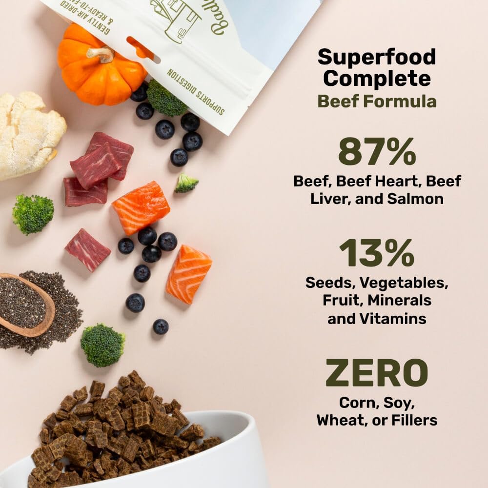 BADLANDS RANCH by Katherine Heigl- Superfood Complete, Air-Dried Adult Dog Food - High Protein, Zero Fillers, Superfood Nutrition (64 Ounce (Pack of 2), Beef)
