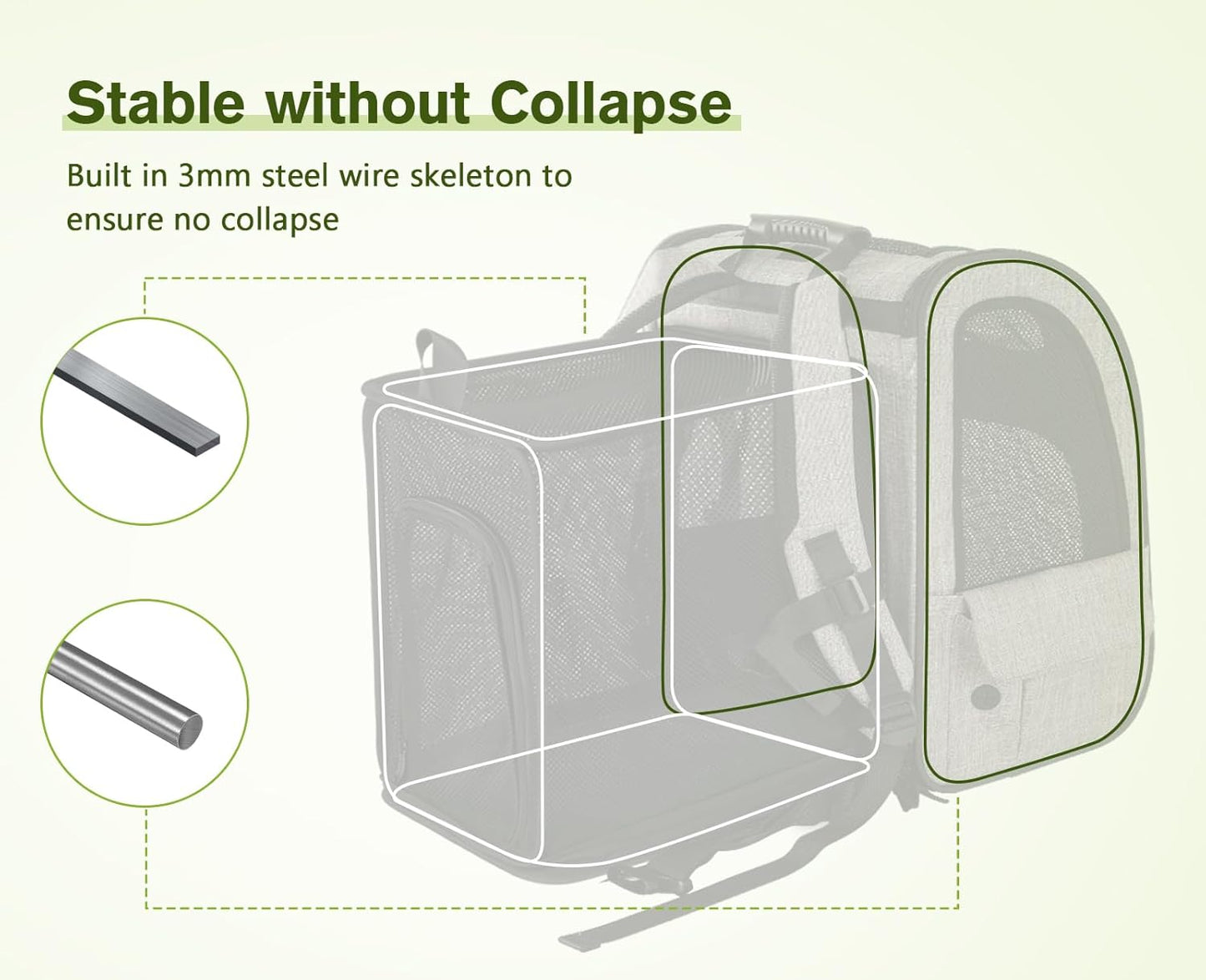 Pecute Pet Carrier Backpack, Large Cat Carrier Backpack, Expandable Cat Backpack with Breathable Mesh for Medium Large Cats, and Small Dogs, Dog Backpack Carrier for Travel Hiking Khaki