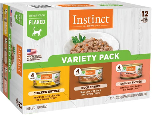 Instinct Flaked Entrée Wet Canned Cat Food - Variety Pack, 5.5 oz. Cans (Pack of 12)