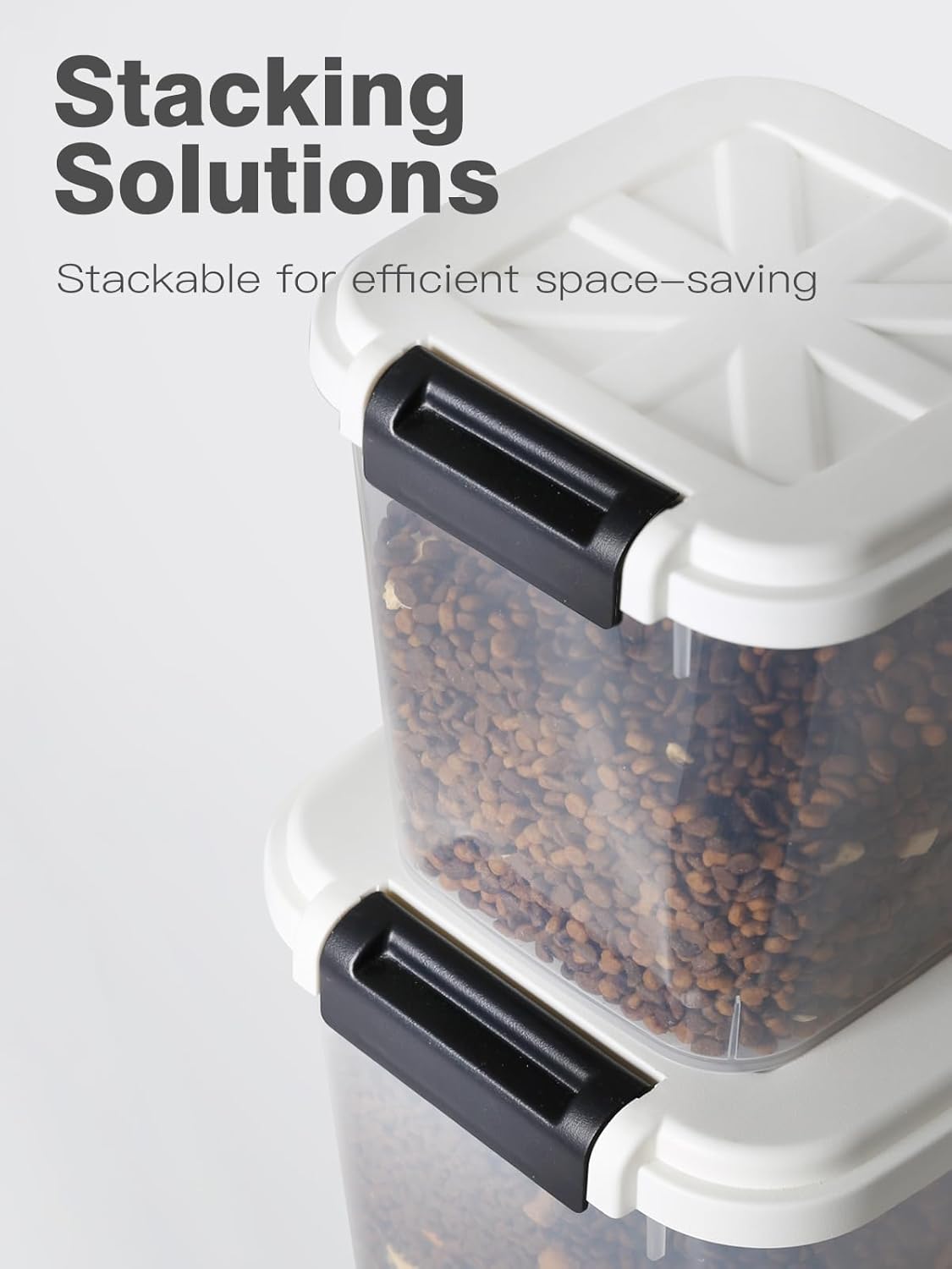 5 lbs Dog Food Storage Container with Lids Airtight Pet Food Container Cat Treat Container, Dry Pet Food Storage Bin for Cereal, Birds, Rice and Grain(6 lbs), White