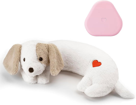 Heartbeat Puppy Toy for Dogs, Heartbeat Stuffed Animal for Anxiety Relief Calming Aid, Heartbeat Stuffed Toy for Behavioral Aid Crate Kennel Training, Puppy Essentials White