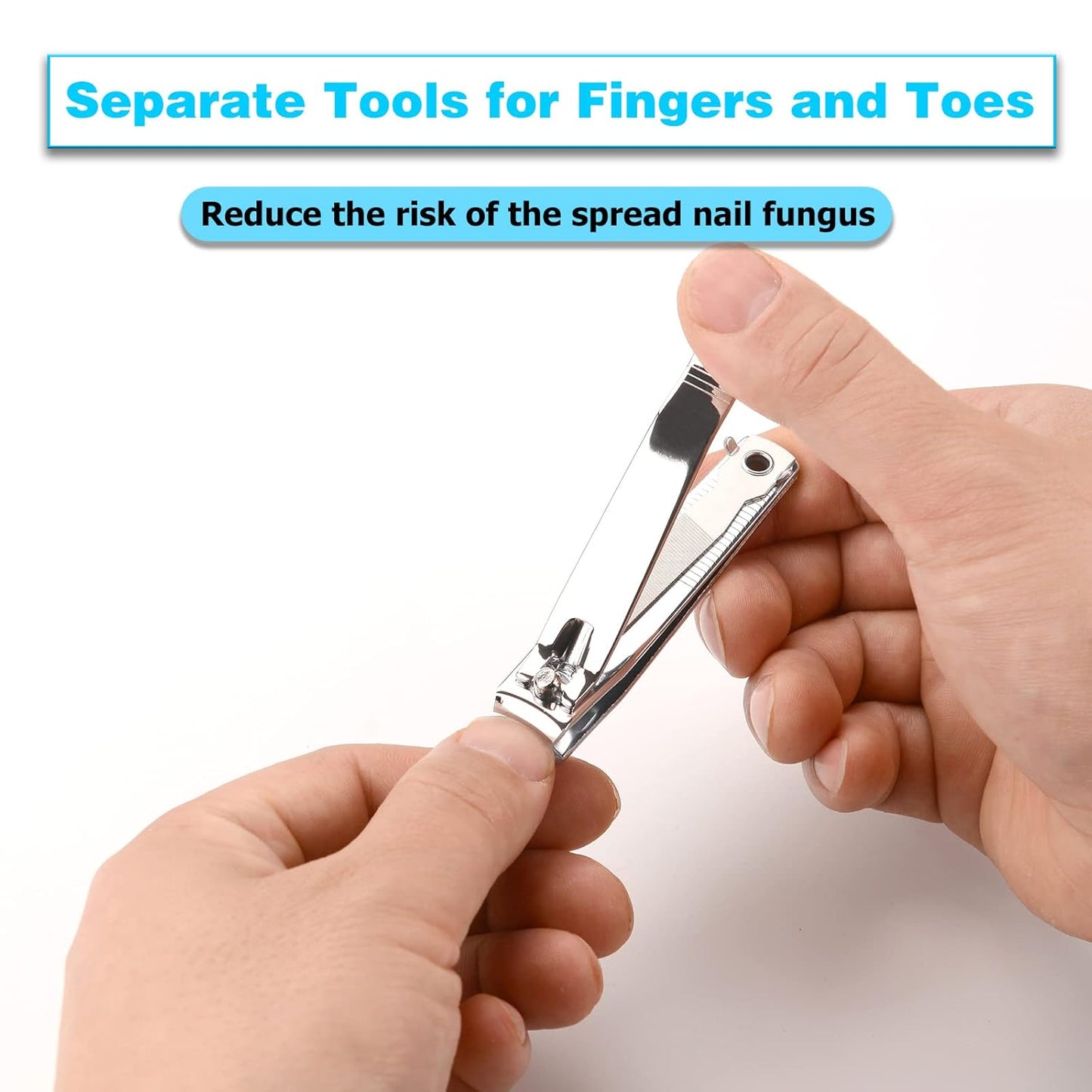 2PCS Stainless Steel Nail Clippers,Professional Fingernail Clipper and Toenail Clipper, Wide Easy Press Lever Nail Cutter with Swing Out Nail Cleaner/File for Men and Women