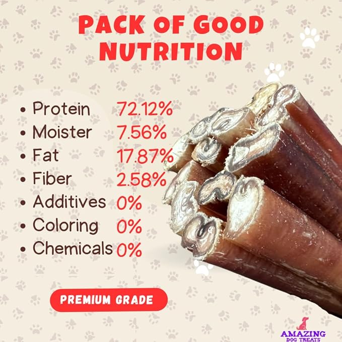 Amazing Dog Treats - Medium Size Bully Sticks (15 Pcs/Pack) - Long Lasting Bully Sticks for Small to Medium Dogs