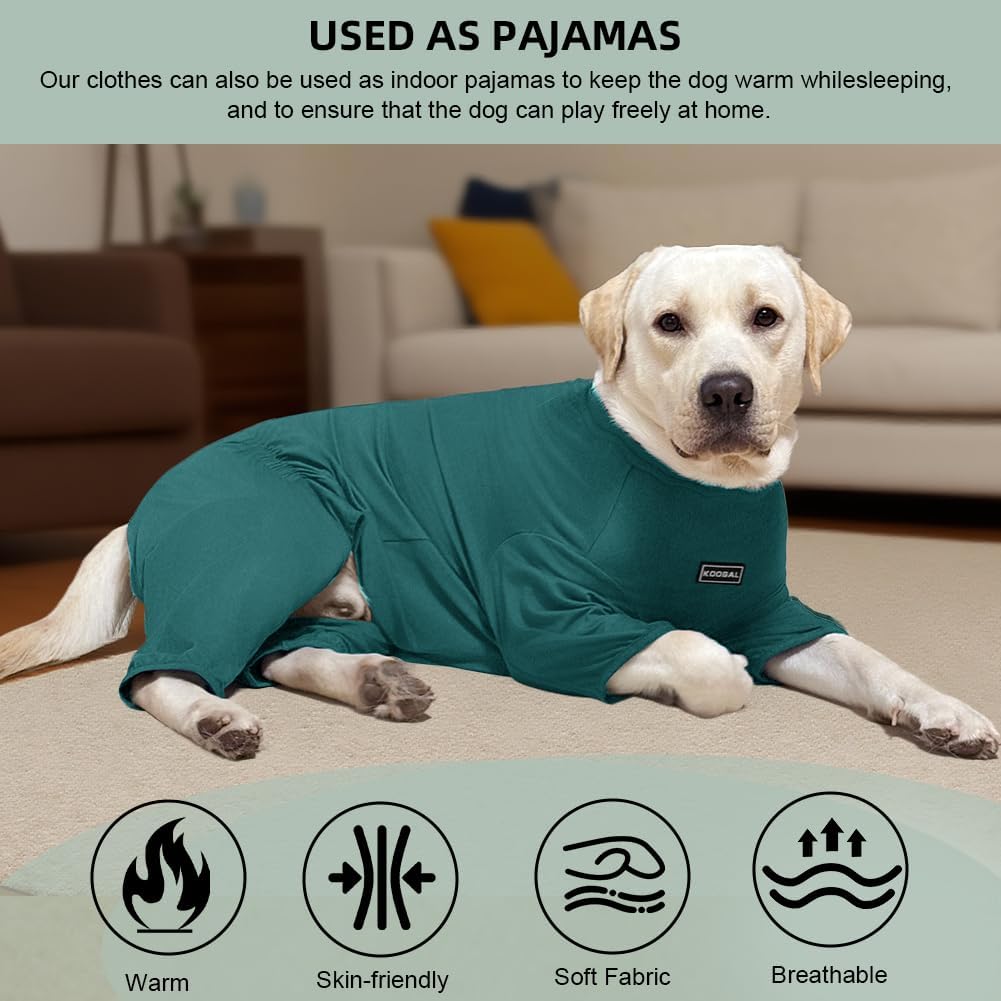 Dog Pyjamas PJS Sweater Clothes and Home Clothing Suitable for Medium to Large Breeds of Dogs, Dog Neutering Suits, Extra-Large Stretch Fabric, Four-Legged Clothes(Thin Dark Green, 3XL)