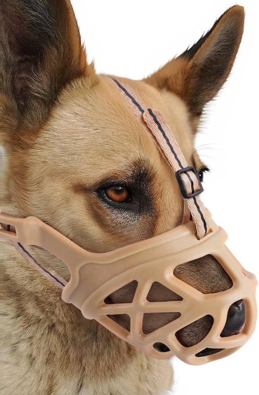 Mayerzon Dog Muzzle, Breathable Basket Muzzles for Small, Medium, Large and X-Large Aggressive Dogs Beagle German Shepherd Doberman, Cage Mouth Guard Stop Biting Chewing for Grooming Training