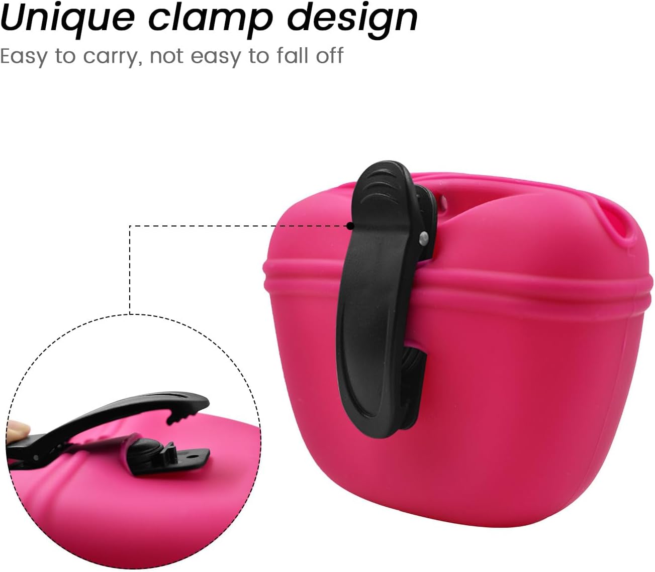 AUDWUD Silicone Dog Treat Pouch,Clip on Portable Training Container,Convenient Magnetic Buckle Closing and Waist Clip,No BPA
