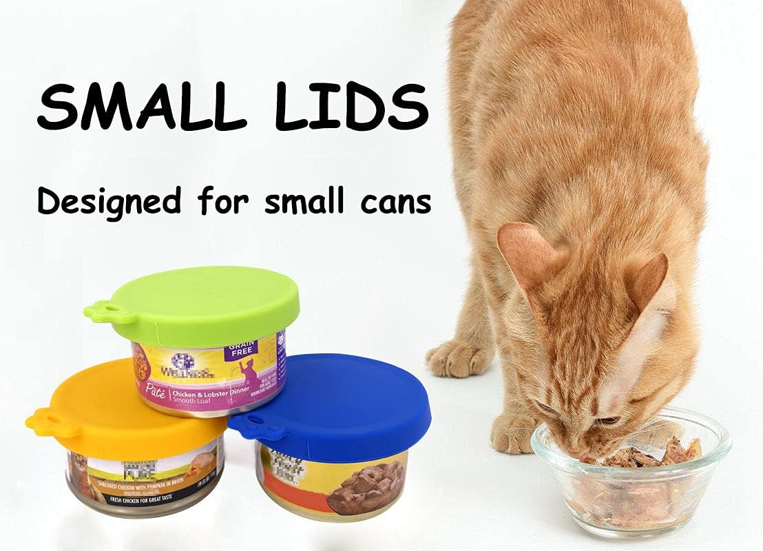 Comtim 3 Pack Cat Food Can Lids, Silicone Small Pet Food Can Lids Covers for 3 oz Cat Food Cans