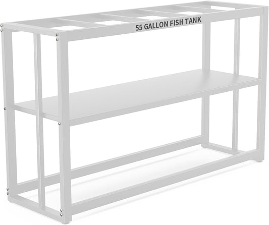 Akenow 55-75 Gallon Fish Tank Stand with Storage Shelf, 48.5 x14.9 x 29.2 Inch Aquarium Stand, Turtle Tank, Reptile Terrariums and Breeder Tank Stand,980LBS Capacity, White