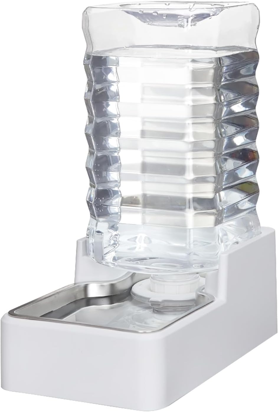 Automatic Dog Water Dispenser: White 9L Stainless Steel Gravity Feeder - BPA-Free Large Capacity for Pets