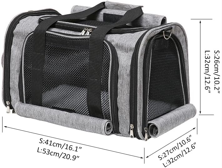 Pet Carrier Bag for Small Medium Cats Dogs Puppies up to 26 Lbs,Steel Frame Dog Carrier,pricacy-Oriented cat Carrier,Collapsible pet Carrier for Easy Storage (Black, Large:20.9"X12.6"X12.6")