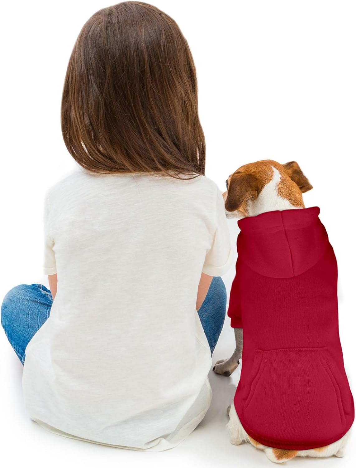 Dog Sweaters for Small Dogs Pet Sweater Solid Soft Brushed Fleece Dog Hoodie Clothes Pet Hoodie Sweatshirt with Pocket(Red-XS)
