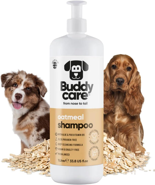 Oatmeal Dog Shampoo for Smelly Dogs (33.8oz) - Hypoallergenic & Itch Relief Formula, Gentle on Sensitive Skin, Includes Dog Shampoo and Conditioner - Essential Dog Grooming Supplies