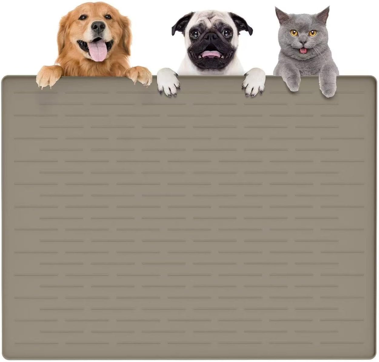 Large Dog Mats for Food and Water, 40"x30" Waterproof Pet Food Mats for Floor Nonslip Silicone Bowl Mats with Raised Edges