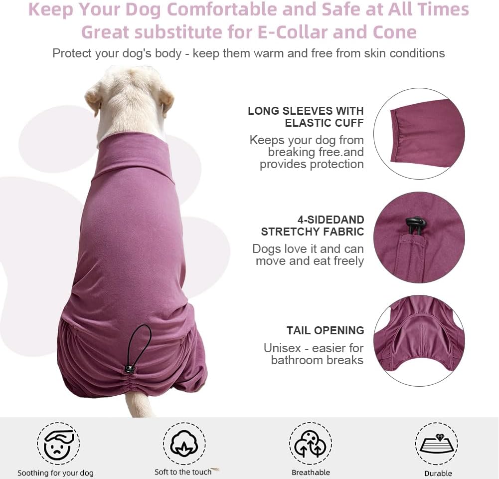 Dog Pyjamas PJS Sweater Clothes and Home Clothing Suitable for Medium to Large Breeds of Dogs, Dog Neutering Suits, Extra-Large Stretch Fabric, Four-Legged Clothes(Thickened Red, 3XL)