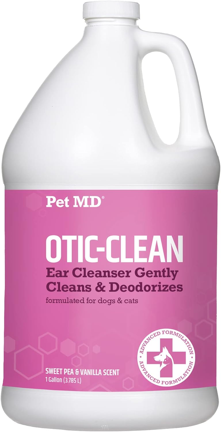 Pet MD Otic-Clean Dog Ear Cleaner - Veterinarian-Formulated Otic Ear Solution for Dogs & Cats - Pet Ear Cleaner for Itch, Odor, & Wax Buildup - Deodorizing Cat Ear Cleaner Solution - 1 Gallon