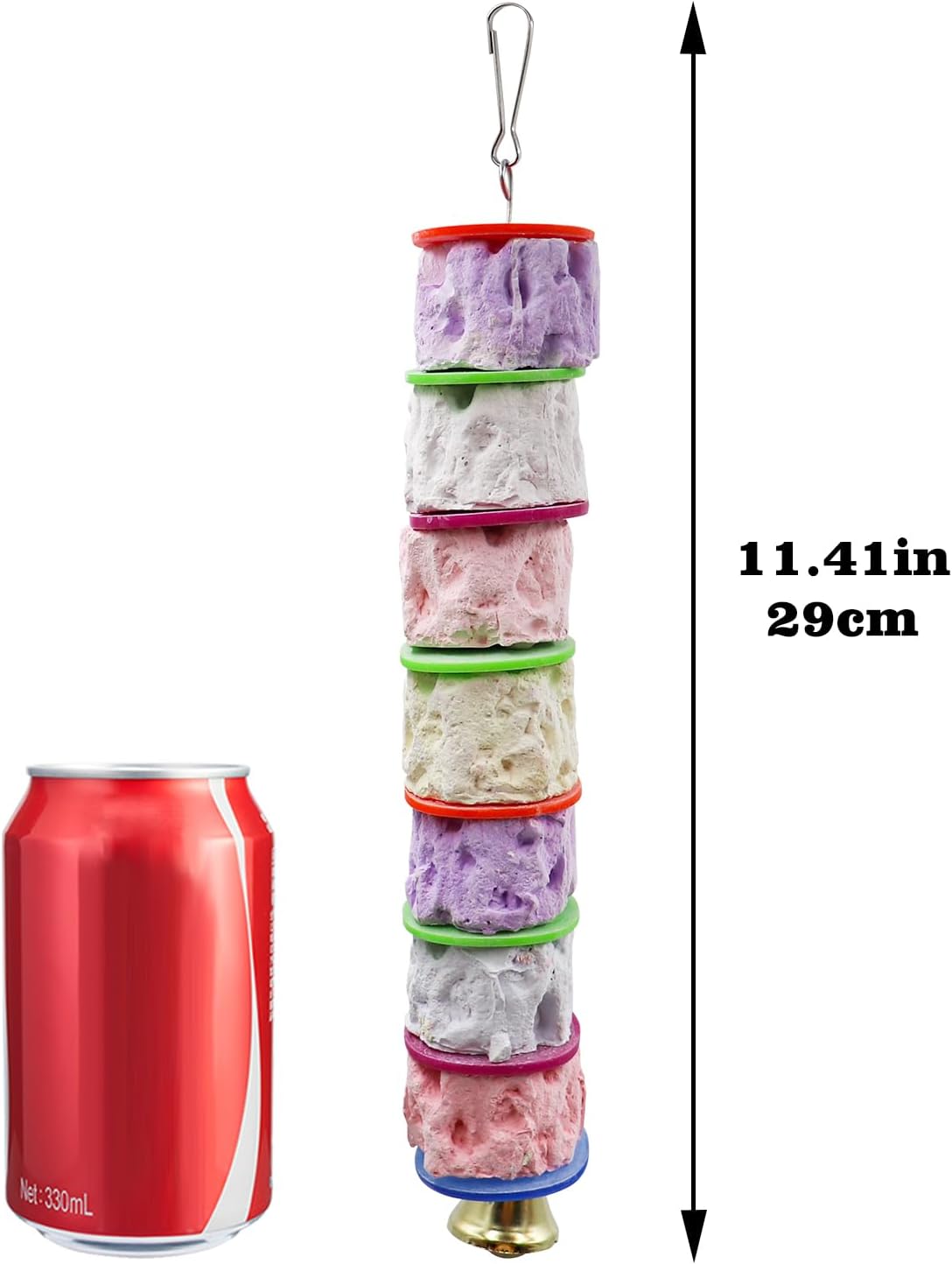 Bird Toys, Parakeet Toys with Bell, Parrot Toys, Bird Beak Grinding Stone, Bird Chew Toys for African Grey, Amazon Parrots, Budgies, Cockatiels, Lovebirds, Conures, Quakers, Small to Medium Birds