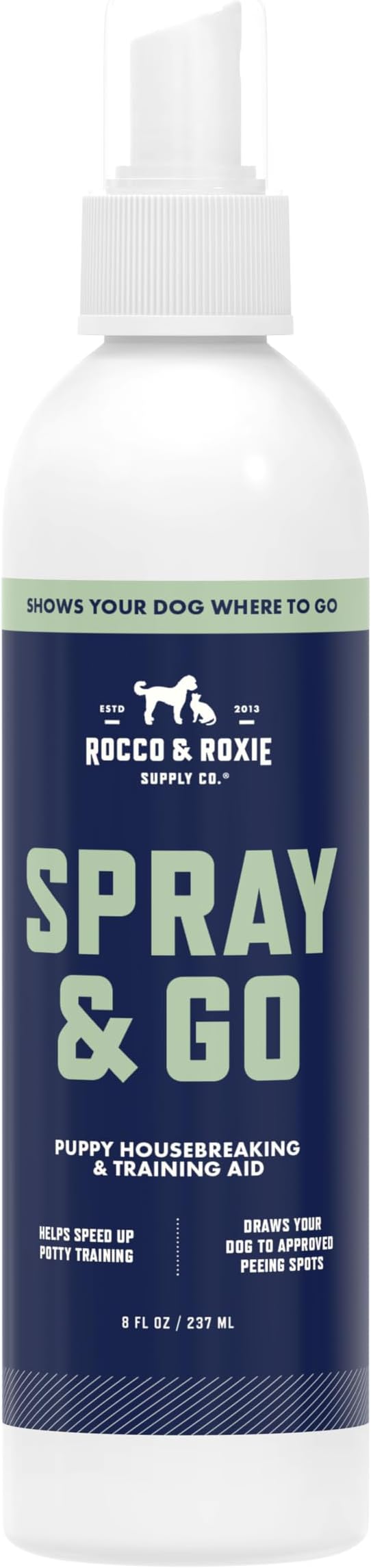 Rocco & Roxie Puppy Potty Training Go Here Spray for Dogs - Attract Dog to Pee in One Spot - Behavior and Housebreaking Aids - Indoor and Outdoor - Tools and Supplies for Dogs and Puppies Made in USA