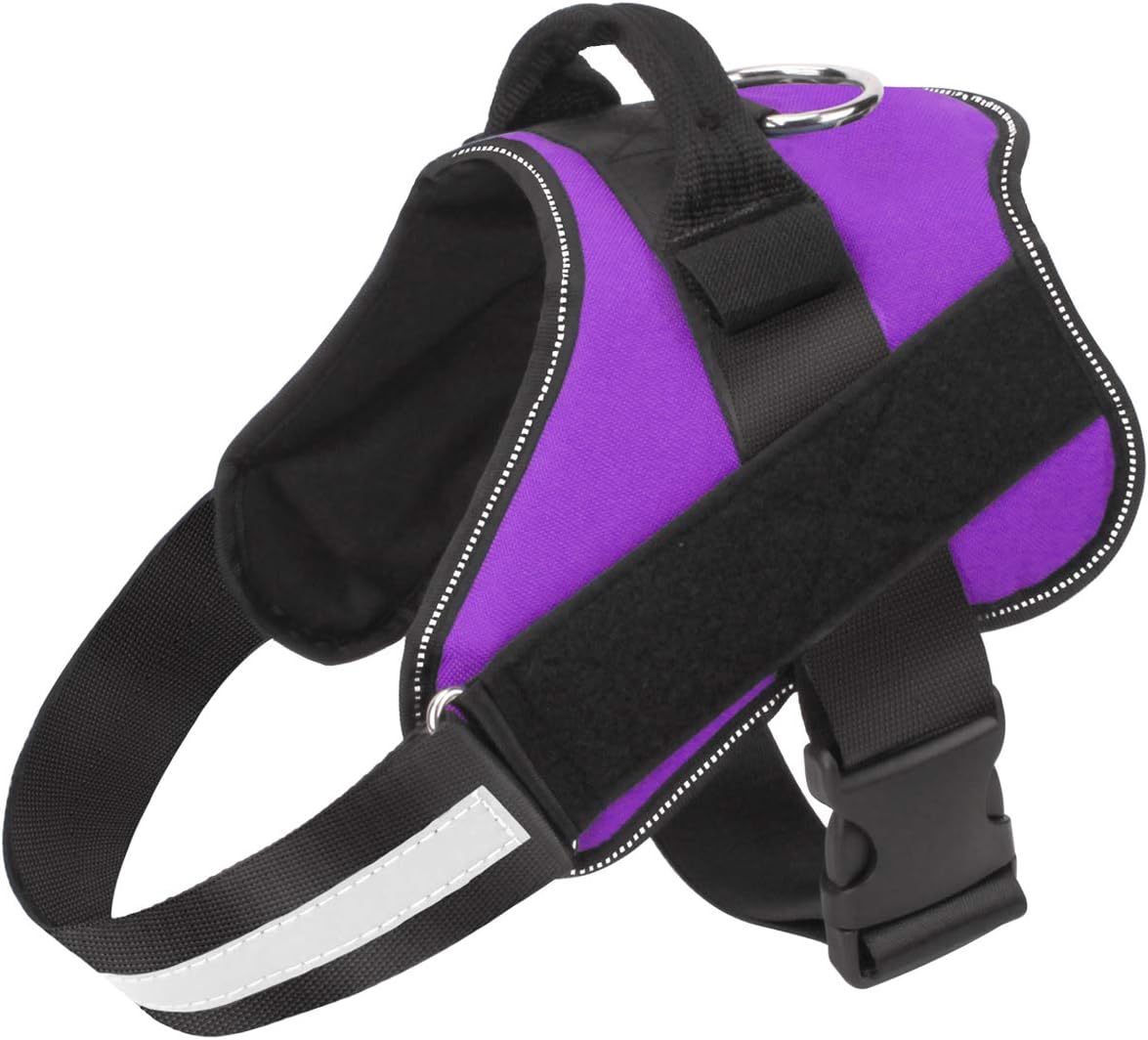 Bolux Dog Harness, No-Pull Reflective Dog Vest, Breathable Adjustable Pet Harness with Handle for Outdoor Walking - No More Pulling, Tugging or Choking (Purple, S)