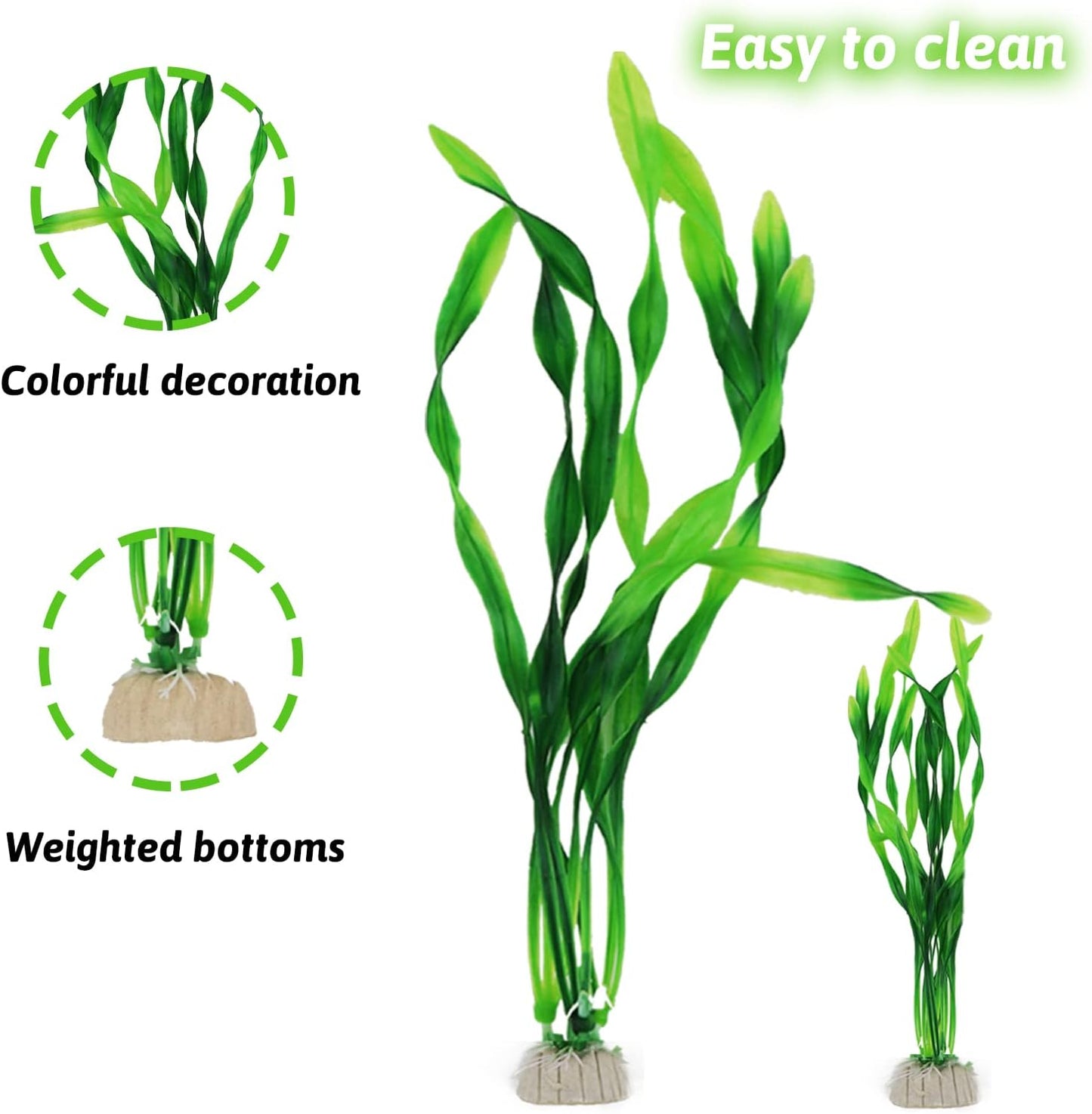 Artificial Aquarium Plants, 16pcs Fish Tank Decor Green Plants Artificial Aquarium Decorations for Fish Tanks (Green)