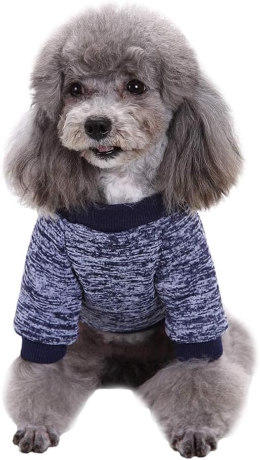 Jecikelon Dog Clothes Dogs Sweater Soft Puppies Clothing Winter Puppy Sweaters Warm Outfit for Dogs Small XXS XS Cat Apparel (Navy Blue, L)