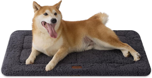 Joydeco Low Profile Dog Crate Mat Reversible Bed Pad, Washable Dog Pad Mat with Ultra Soft Fleece, Compact Design Kennel Beds Mats for Large Medium Small Pets, 36" x 27" Dark Gray