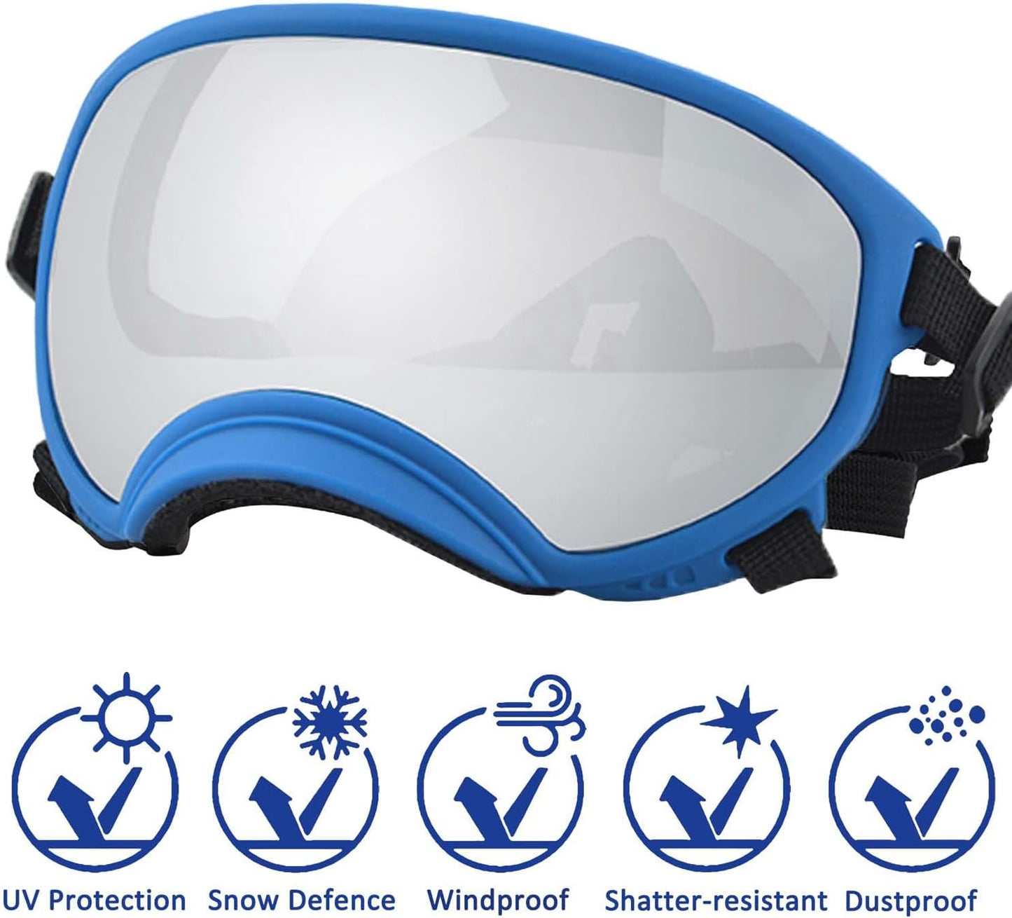 Medium Dog Sunglasses with Adjustable Strap UV Protection, Winproof Dog Puppy Sunglasses, Suitable for Medium Dog Pet Glasses, Dogs Eyes Protection,Soft Dog Goggles