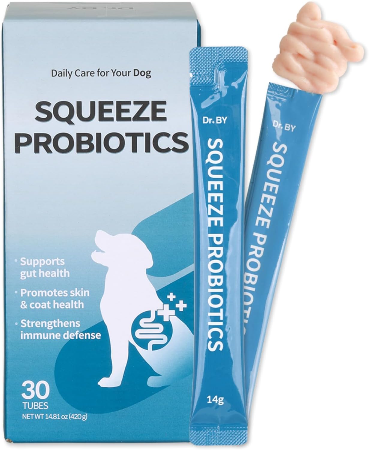 Doctor By Squeeze Probiotics for Dogs Gut Health Immunity Skin&Alllergy Care Diarrhea Relief Digestive Stomach Support with L. crispatus KT-11 Lickable Paste Formula Individually Packaged, Chicken