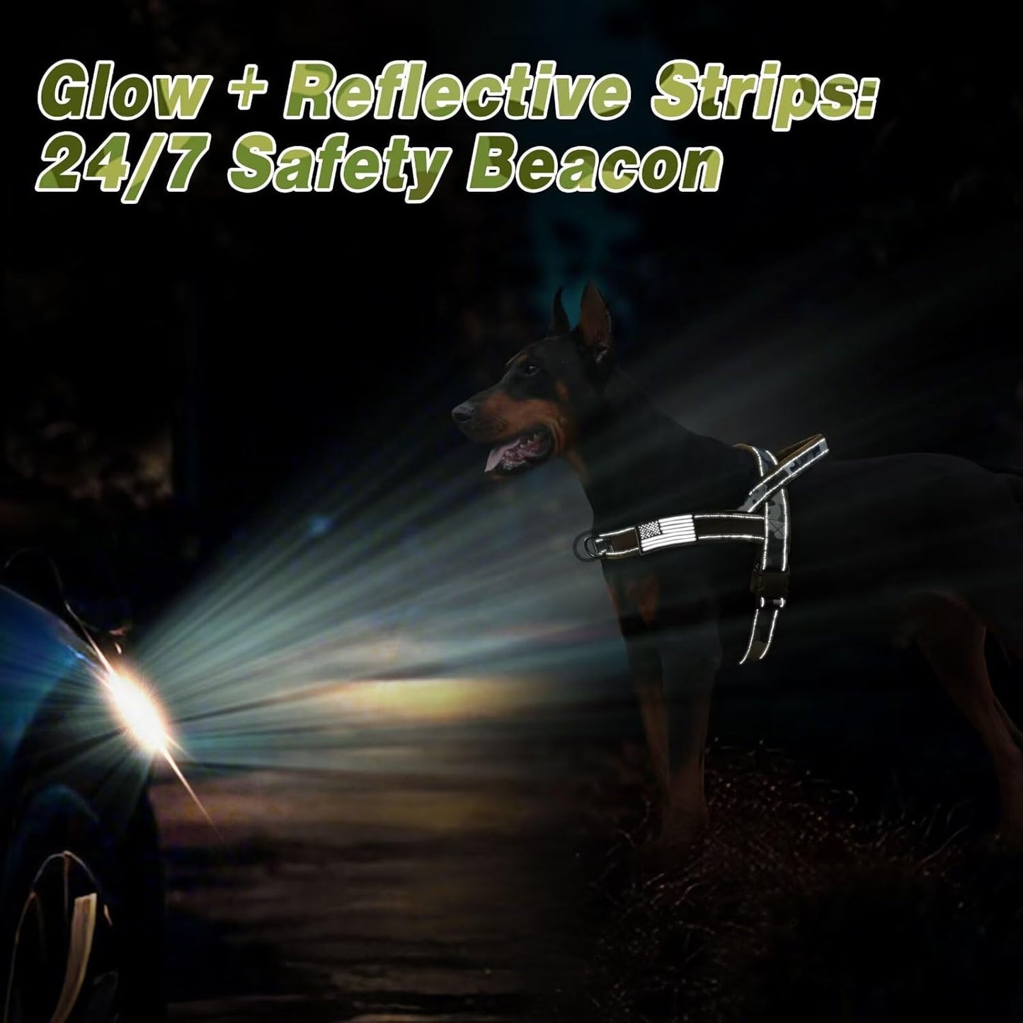 Forestpaw No Pull Dog Harness - Soft Flannel Padded Tactical Dog Vest Harness with Quick Release Buckle, Adjustable Reflective Pet Harness for Medium Dogs Walking Training,Green Camouflage M