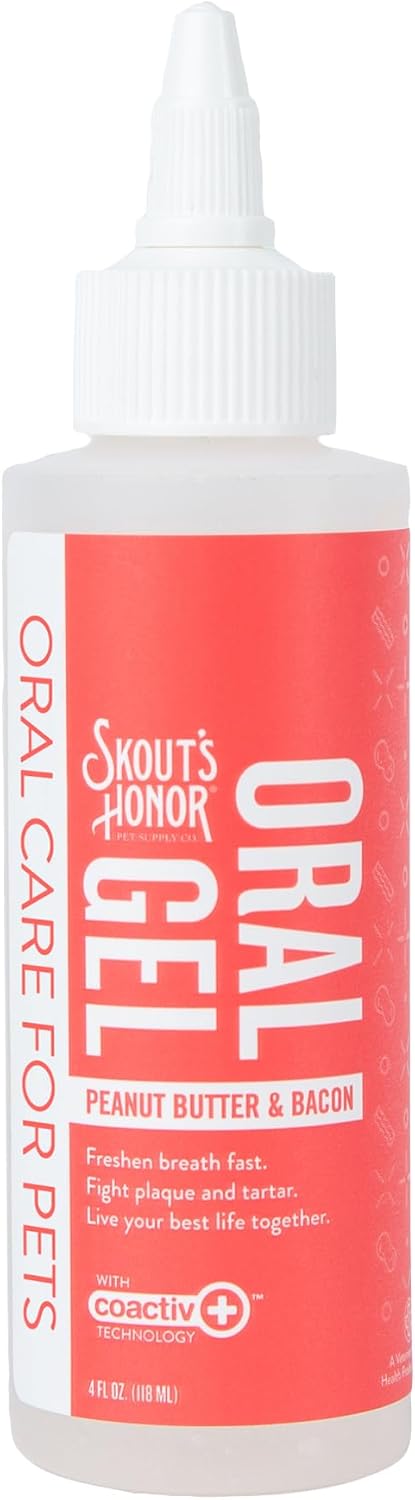 SKOUT'S HONOR Peanut Butter & Bacon Oral Gel - Fights Plaque and Tartar, Freshens Breath Fast, No Brushing Required, 4 oz