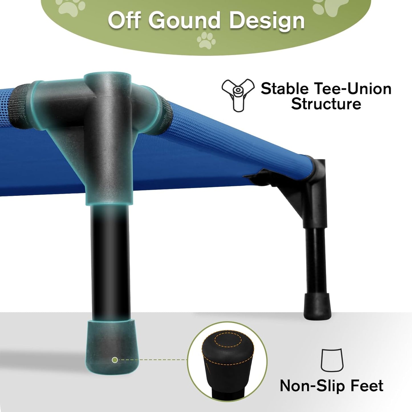 Small Elevated Dog Bed 22 Inch - Puppy Cooling Cot with Removable Washable Breathable Mesh, Raised Dog Cots Beds for Indoor and Outdoor, Blue