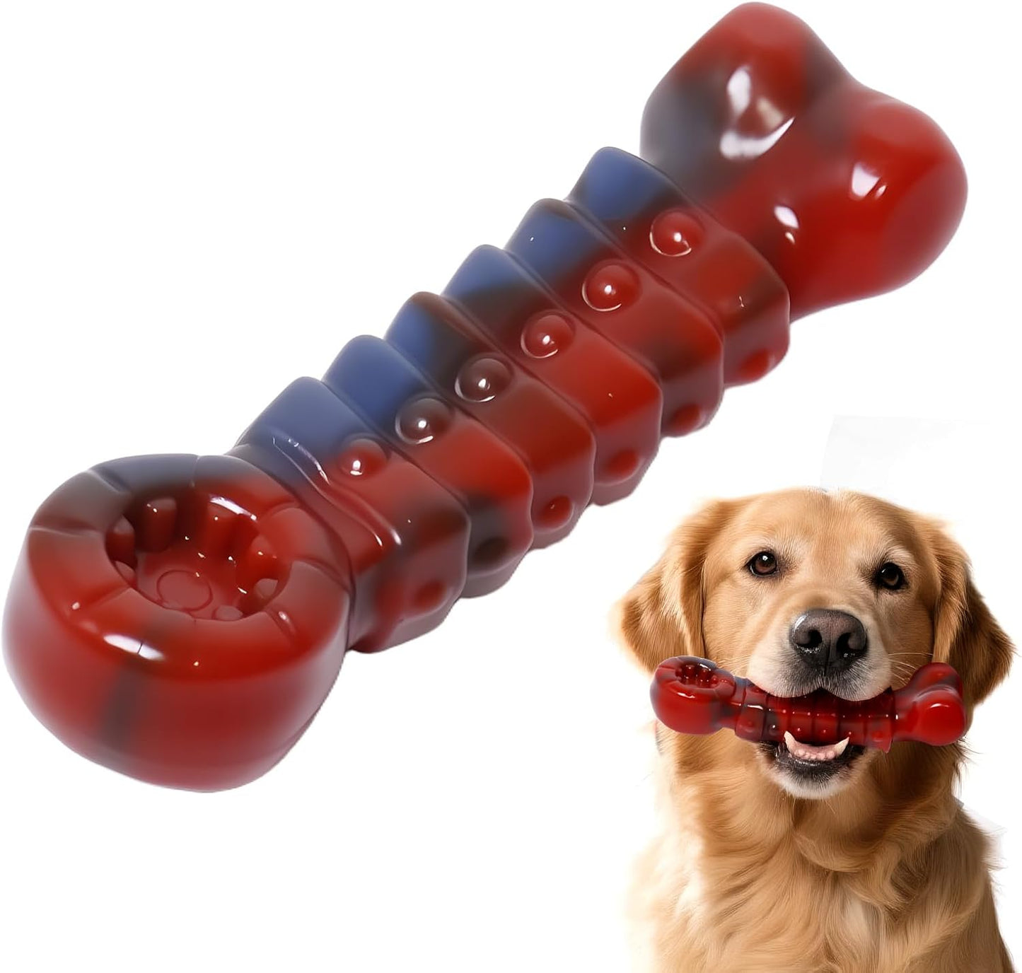 Tough Dog Toys for Aggressive Chewers - Indestructible Chew Toy Bone for Medium & Large Breeds, Keeps Dogs Busy & Cleans Teeth - Bacon Flavored