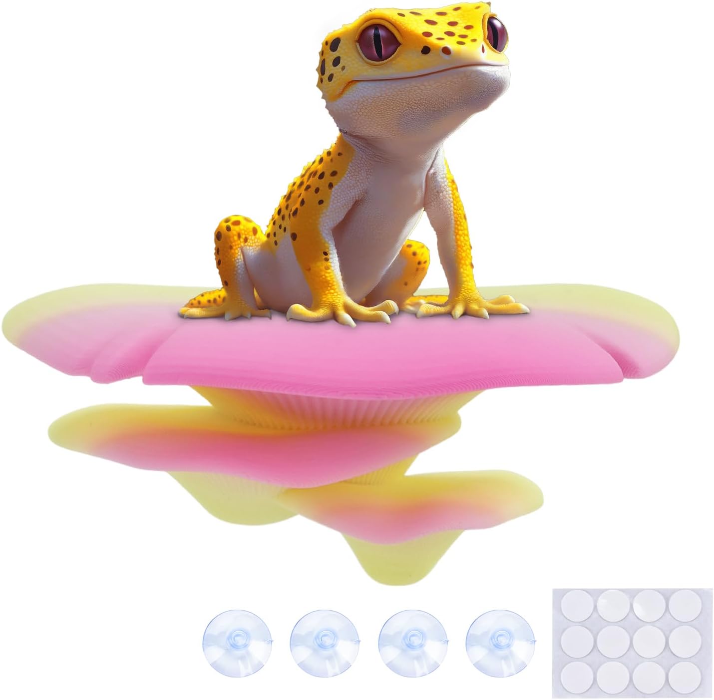 Mushroom Decor for Reptile Tank, Fish Tank, Pet-Safe Bearded Dragon Tank Accessories, Realistic Terrarium Plants for Crested Geckos, Frogs (Rainbow Trio Cap, Randomly Shipped from 3 Styles)