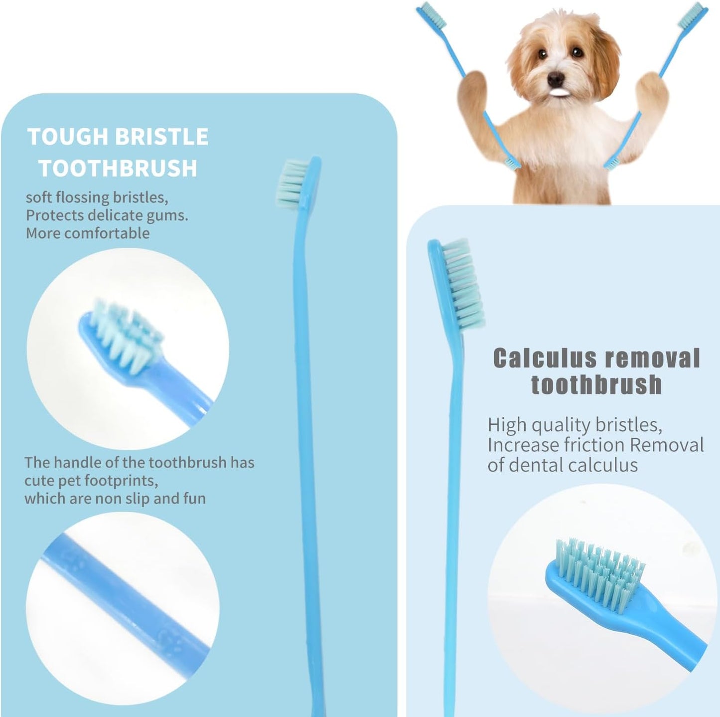 HOP Pet Toothbrush Kit 10PCS Cats Dogs Dental Care Soft Bristles Finger Toothbrush Set Toothpaste Fresh Breath Dog Oral Care Kit Suitable for All Pets Home of Paws