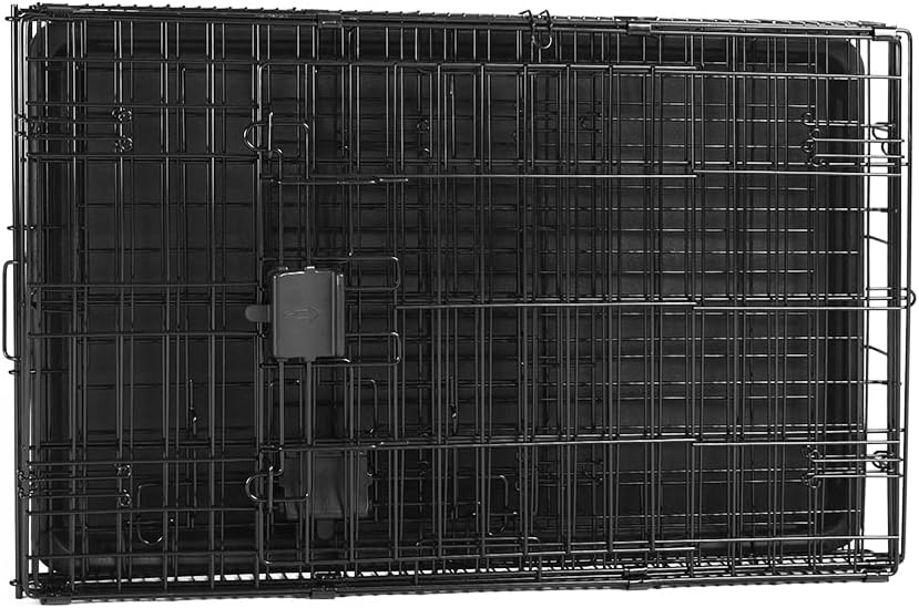 Amazon Basics Durable,Foldable Metal Wire Dog Crate with Tray, Double Door, 30 x 19 x 21 in, Black