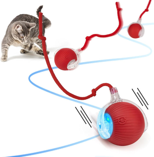 Interactive Cat Toy Dog Toy, Electric Automatic Rolling Moving Toys, Self Activated Play Smart Rolling Ball for Cats & Dogs, Chase Teaser Pet Ball for Bored Indoor Cats/Kittens/Dogs, Rechargeable